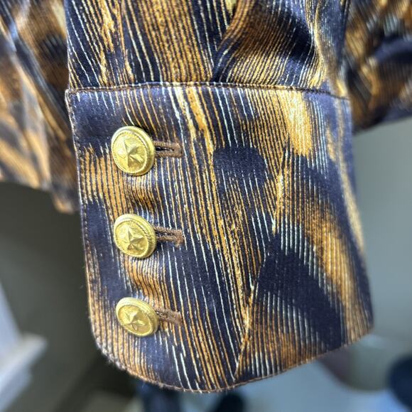 ESCADA VINTAGE black grey circle chain PRINT 38 10-12 Germanlong slv gold button - Picture 3 of 12